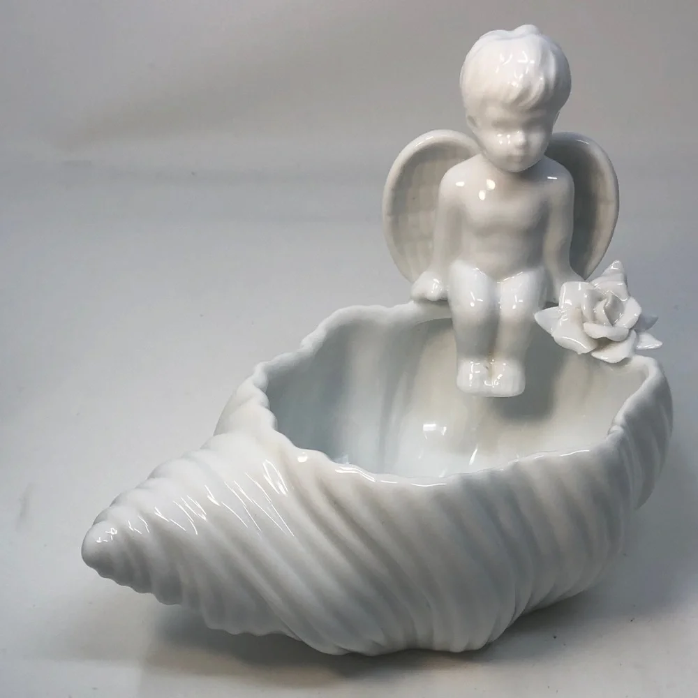 White Ceramic Angel Planter